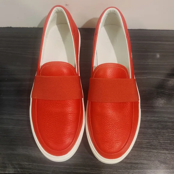 UGG Chayze Platform Sneakers Leather Slip On Round Toe Rubber Sole Red 8.5 Mint - Picture 3 of 15